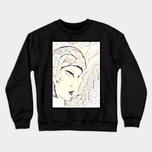 ART DECO FLAPPER WITH FLOWER CAP Crewneck Sweatshirt